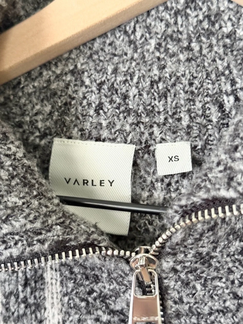 Varley Furley Half‎ Zip Knit Sweater Plaid Grey White Women’s Size XS